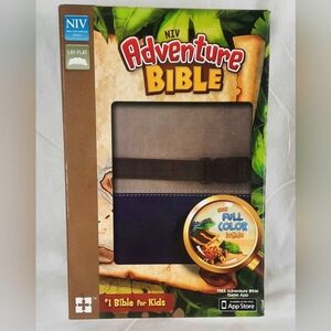 NIV Adventure Kids Bible Leathersoft Full Color Inside Gray Blue NEW With Box